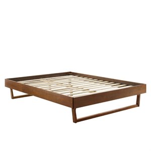 Modway Billie King Rubberwood and MDF Wood Platform Bed Frame in Walnut