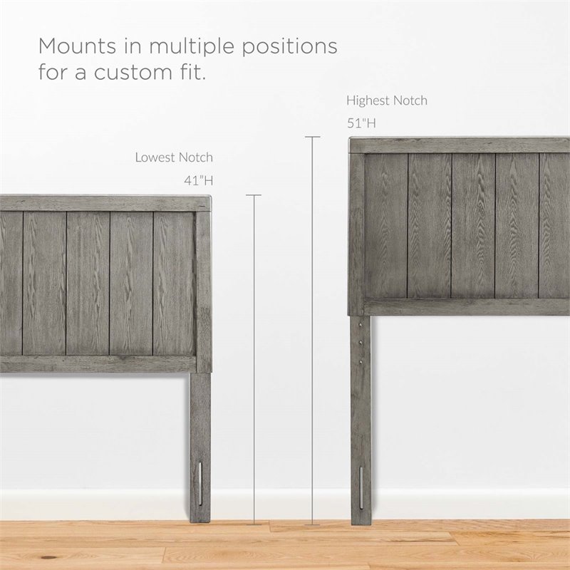 Modway Robbie Twin Modern Rubberwood and MDF Headboard in Gray