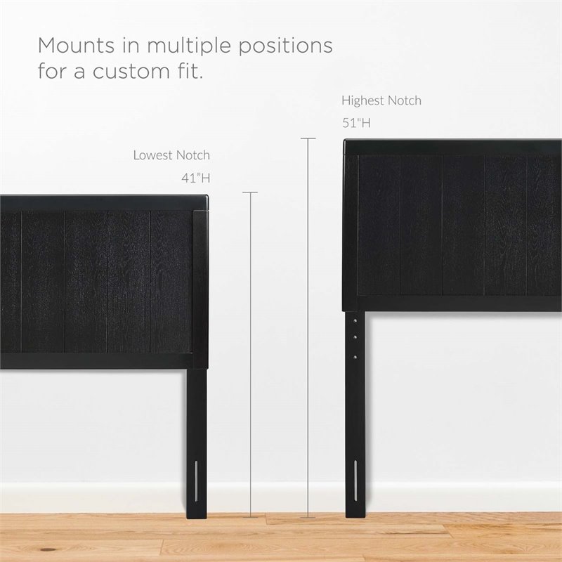 Modway Robbie Full Modern Rubberwood and MDF Headboard in Black