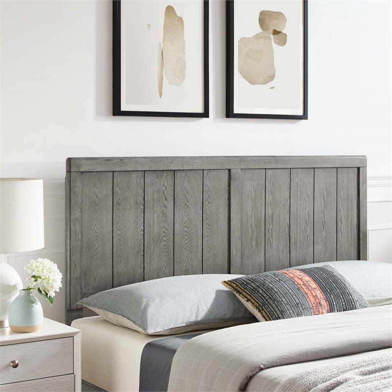 Modway Robbie King Modern Rubberwood and MDF Headboard in Gray