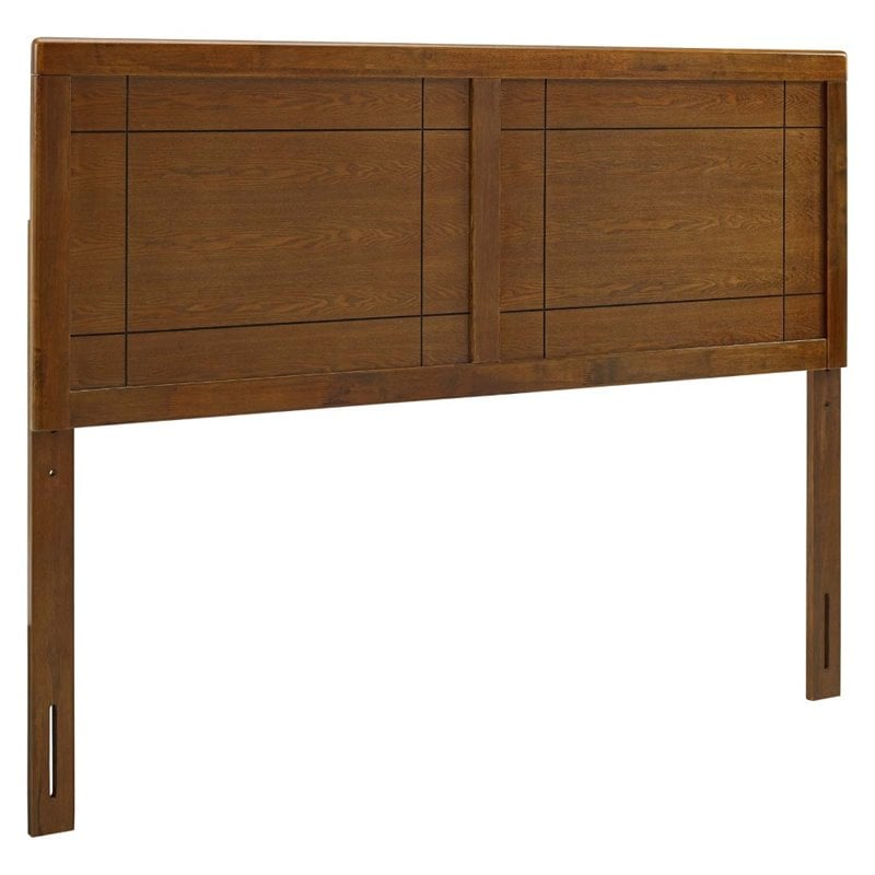 Modway Archie Queen Modern Rubberwood and MDF Headboard in Walnut