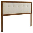 Modway Draper Tufted Full Fabric and Wood Headboard in Walnut/Beige
