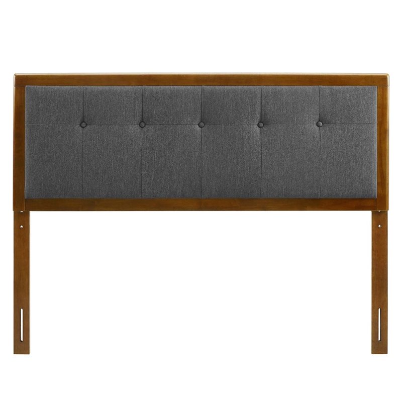 Modway Draper Tufted Full Fabric and Wood Headboard in Walnut/Charcoal