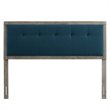 Modway Draper Tufted Queen Fabric and Wood Headboard in Gray/Azure Blue