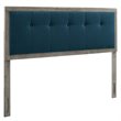 Modway Draper Tufted Queen Fabric and Wood Headboard in Gray/Azure Blue