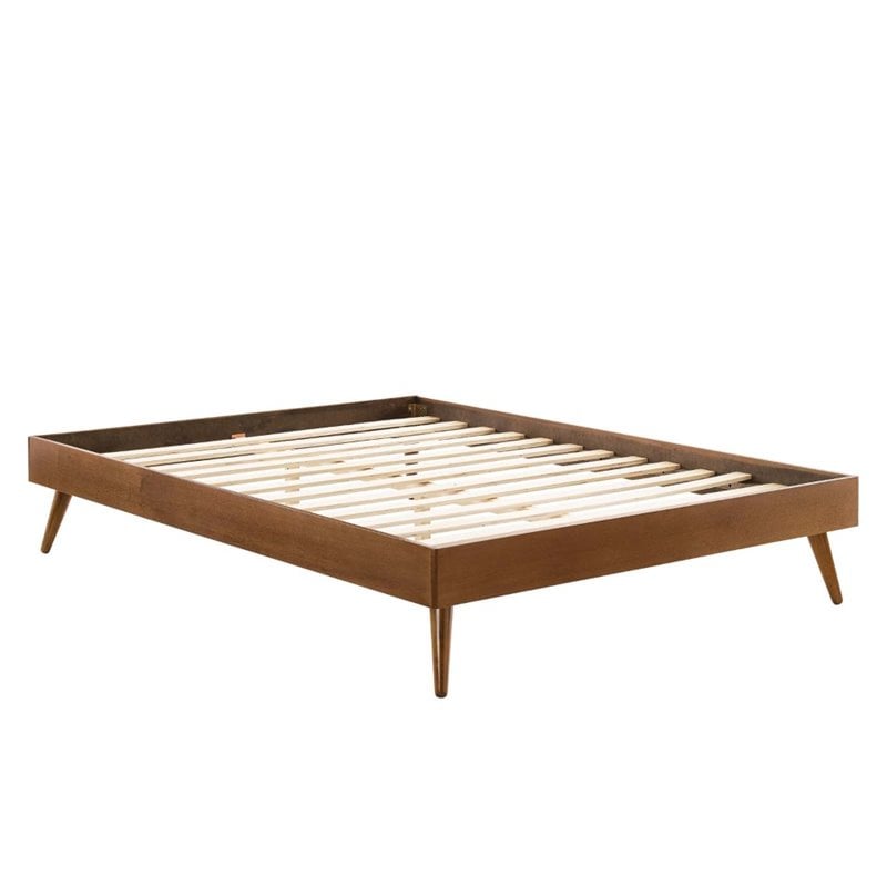 Modway Margo Twin MDF Wood and Rubberwood Platform Bed Frame in Walnut