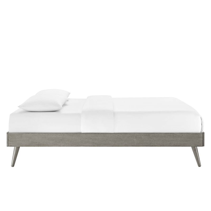Modway Margo King MDF Wood and Rubberwood Platform Bed Frame in Gray