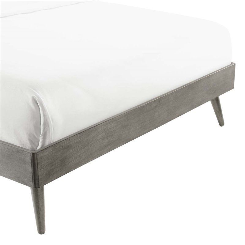 Modway Margo King MDF Wood and Rubberwood Platform Bed Frame in Gray