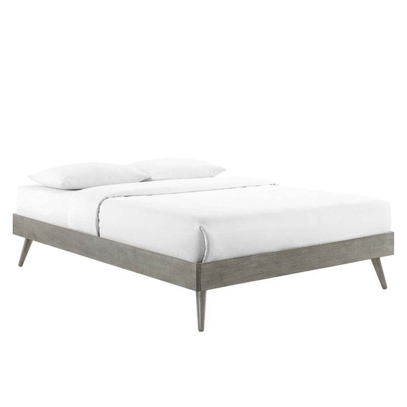 Modway Margo King MDF Wood and Rubberwood Platform Bed Frame in Gray