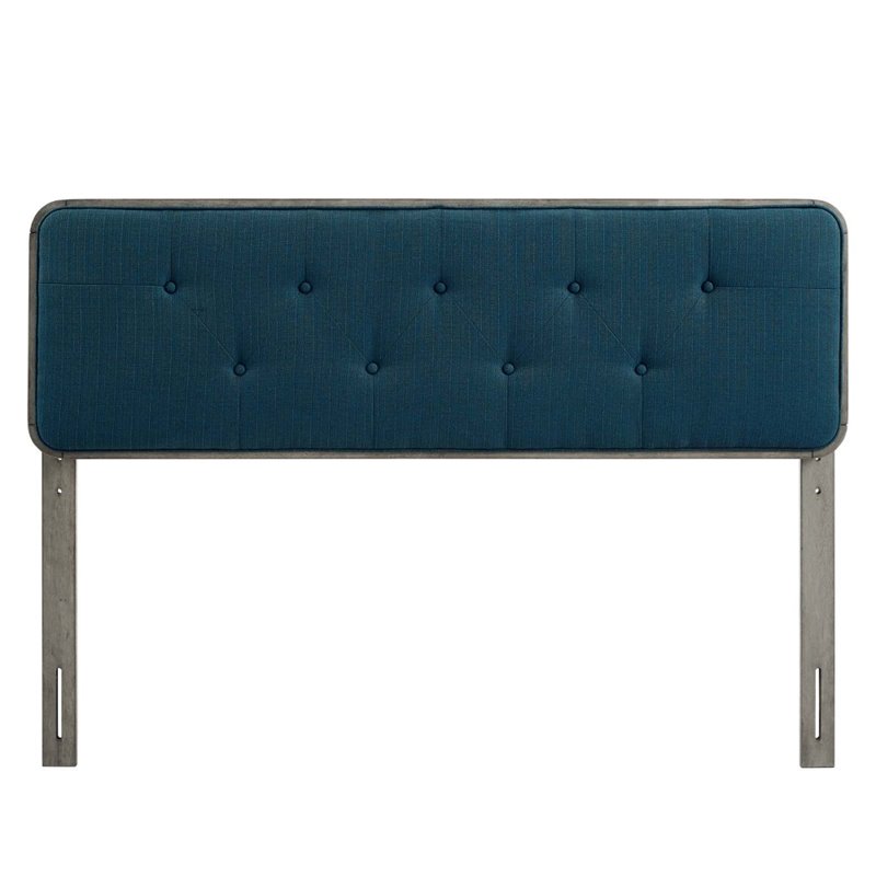 Modway Collins Tufted Twin Fabric and Wood Headboard in Gray/Azure Blue