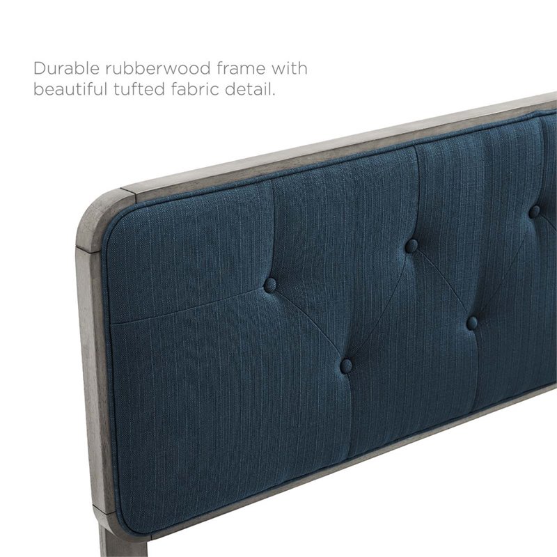 Modway Collins Tufted Twin Fabric and Wood Headboard in Gray/Azure Blue