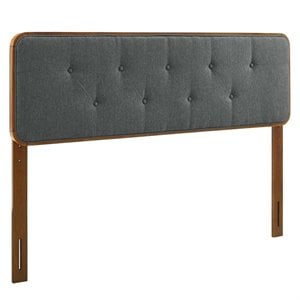 Modway Collins Tufted Twin Fabric and Wood Headboard in Walnut/Charcoal