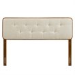 Modway Collins Tufted Queen Fabric and Wood Headboard in Walnut/Beige