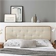 Modway Collins Tufted King Fabric and Wood Headboard in Walnut/Beige