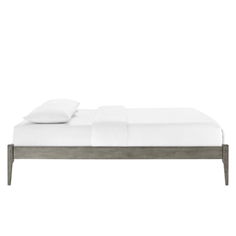 Modway June Twin MDF Wood and Rubberwood Platform Bed Frame in Gray