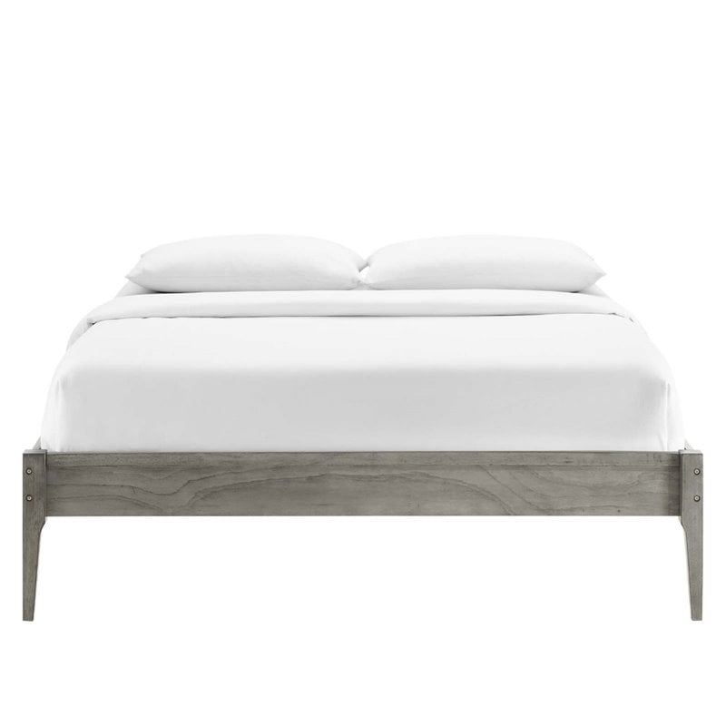 Modway June Full MDF Wood and Rubberwood Platform Bed Frame in Gray