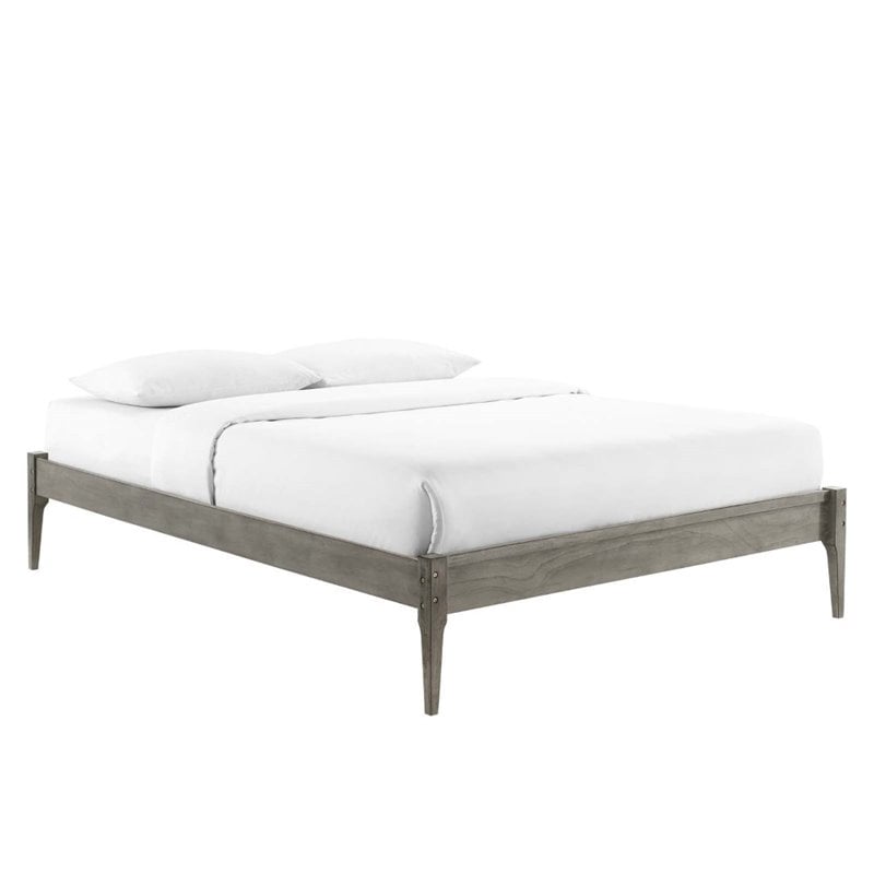 Modway June Full MDF Wood and Rubberwood Platform Bed Frame in Gray
