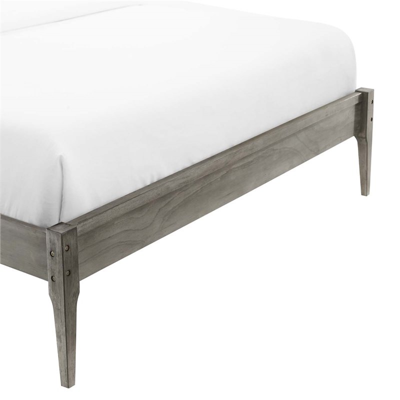Modway June Queen MDF Wood and Rubberwood Platform Bed Frame in Gray