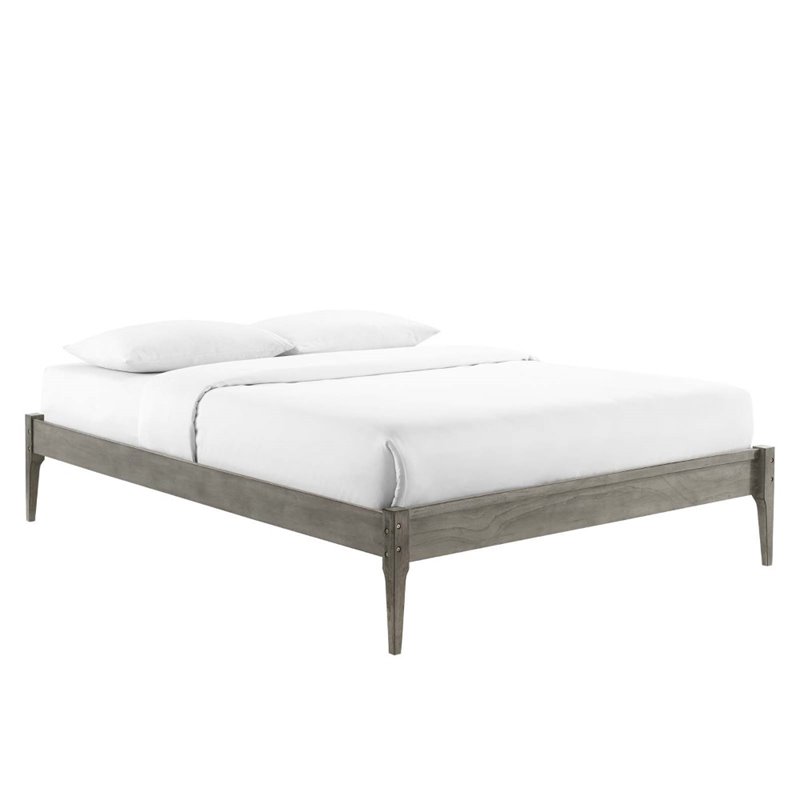Modway June Queen MDF Wood and Rubberwood Platform Bed Frame in Gray