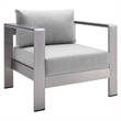 Modway Shore 7-Piece Fabric & Aluminum Outdoor Patio Set in Silver/Gray