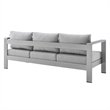 Modway Shore 7-Piece Fabric & Aluminum Outdoor Patio Set in Silver/Gray