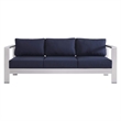 Modway Shore 7-Piece Fabric & Aluminum Outdoor Patio Set in Silver/Navy