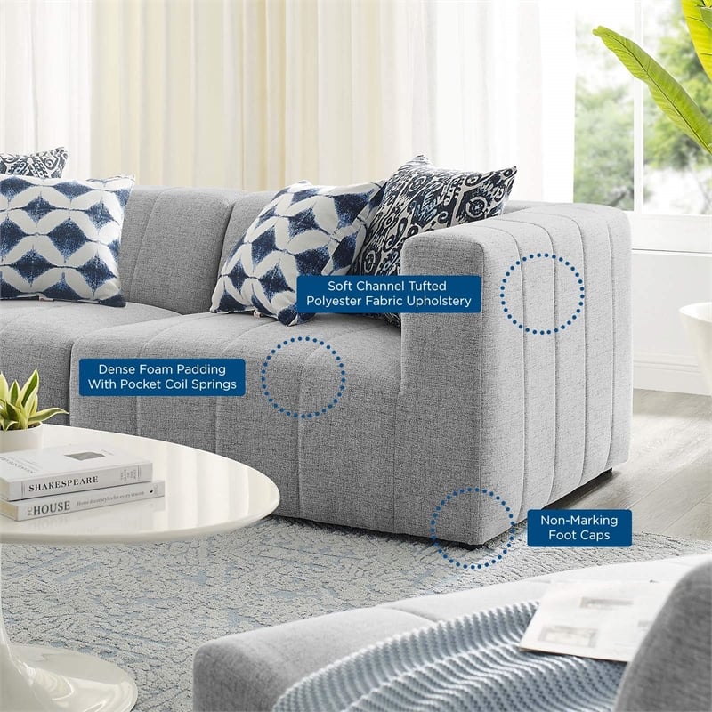 Modway Bartlett 2-Piece Upholstered Fabric Loveseat in Light Gray