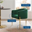 Modway Savour Tufted Performance Velvet Stainless Steel Accent Chair in Emerald