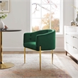 Modway Savour Tufted Performance Velvet Stainless Steel Accent Chair in Emerald