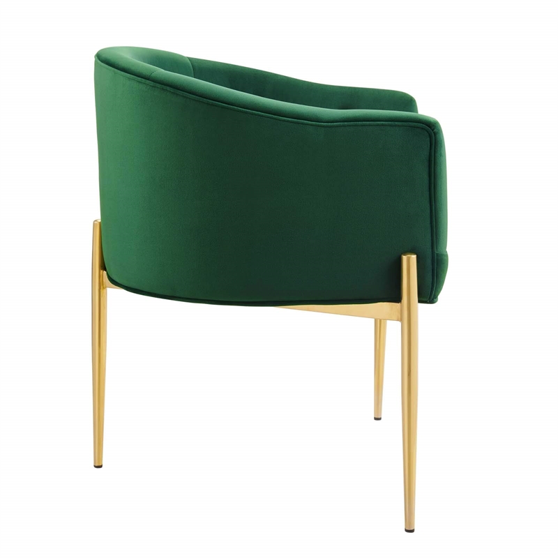 Modway Savour Tufted Performance Velvet Stainless Steel Accent Chair in Emerald