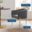 Modway Savour Tufted Performance Velvet Stainless Steel Accent Chair in Gray