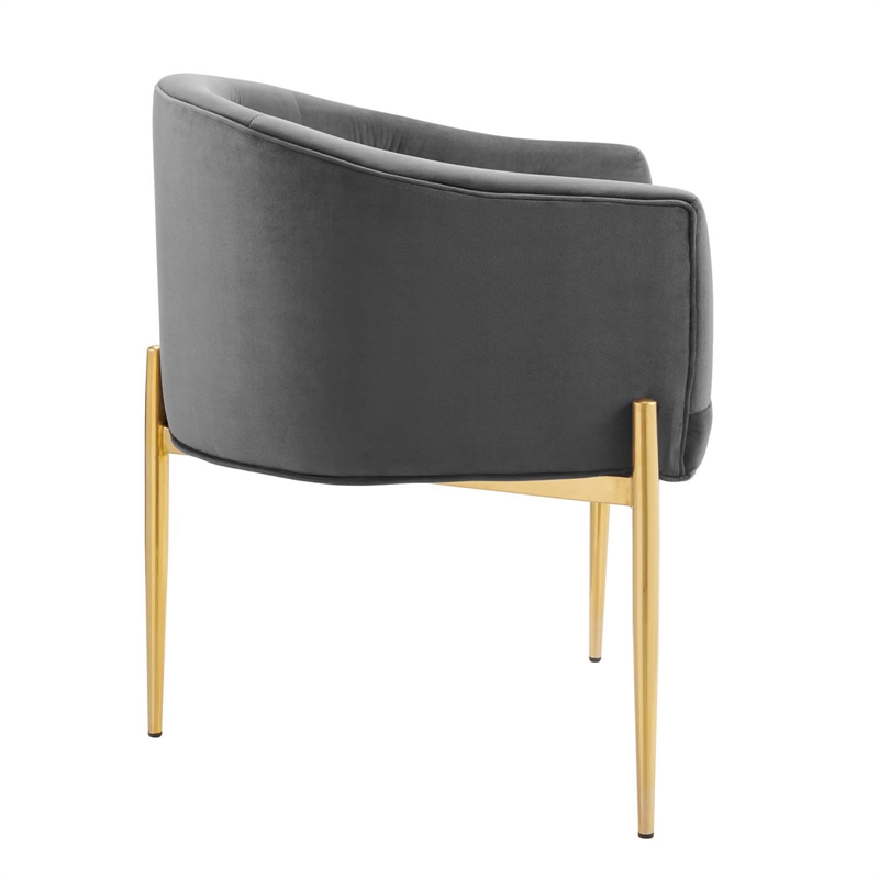 Modway Savour Tufted Performance Velvet Stainless Steel Accent Chair in Gray