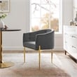 Modway Savour Tufted Performance Velvet Stainless Steel Accent Chair in Gray