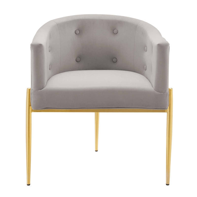 Modway Savour Tufted Velvet Stainless Steel Accent Chair in Light Gray