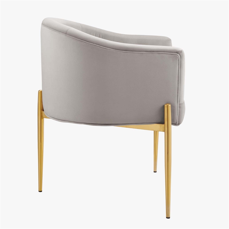 Modway Savour Tufted Velvet Stainless Steel Accent Chair in Light Gray
