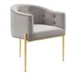 Modway Savour Tufted Velvet Stainless Steel Accent Chair in Light Gray