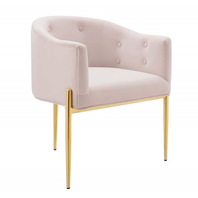 Modway Savour Tufted Performance Velvet Stainless Steel Accent Chair in Pink