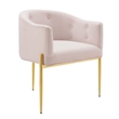 Modway Savour Tufted Performance Velvet Stainless Steel Accent Chair in Pink