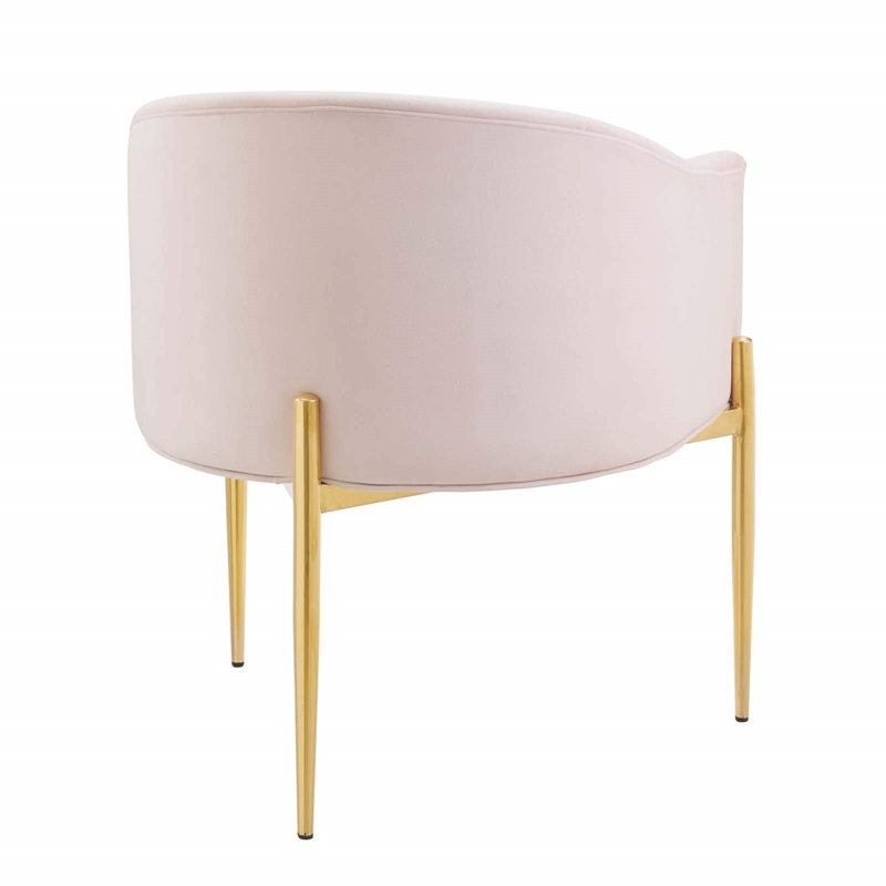 Modway Savour Tufted Performance Velvet Stainless Steel Accent Chair in Pink