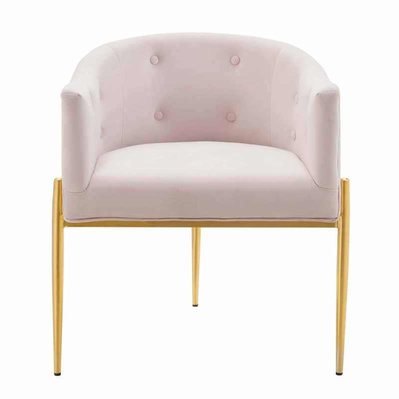 Modway Savour Tufted Performance Velvet Stainless Steel Accent Chair in Pink