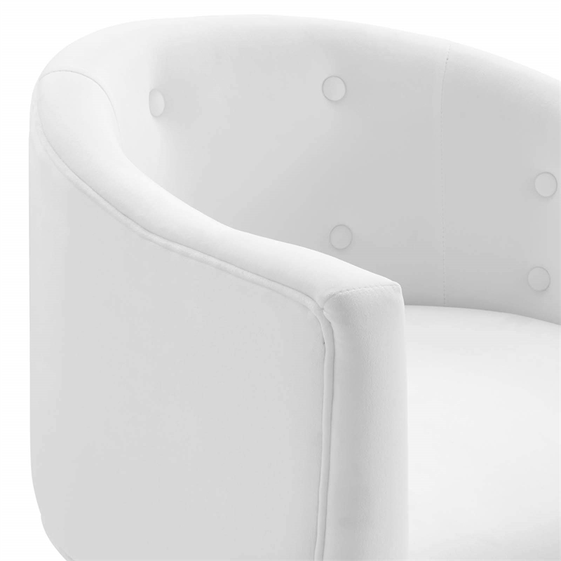Modway Savour Tufted Performance Velvet Stainless Steel Accent Chair in White