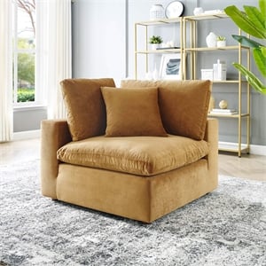 Modway Commix Down Filled Performance Velvet Corner Chair in Cognac Brown