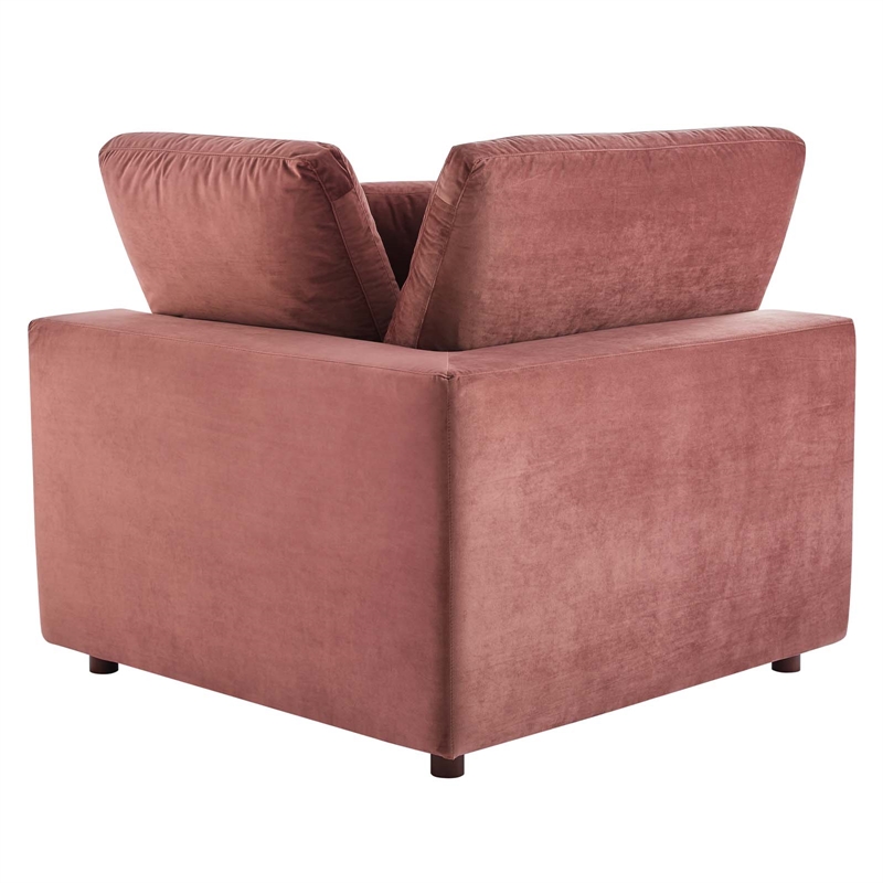 Modway Commix Down Filled Performance Velvet Corner Chair in Dusty Rose Pink