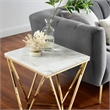 Modway Vertex Artificial Marble & Stainless Steel End Table in Gold/White