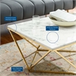 Modway Vertex Artificial Marble & Stainless Steel Coffee Table in Gold/White