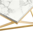 Modway Vertex Artificial Marble & Stainless Steel Coffee Table in Gold/White