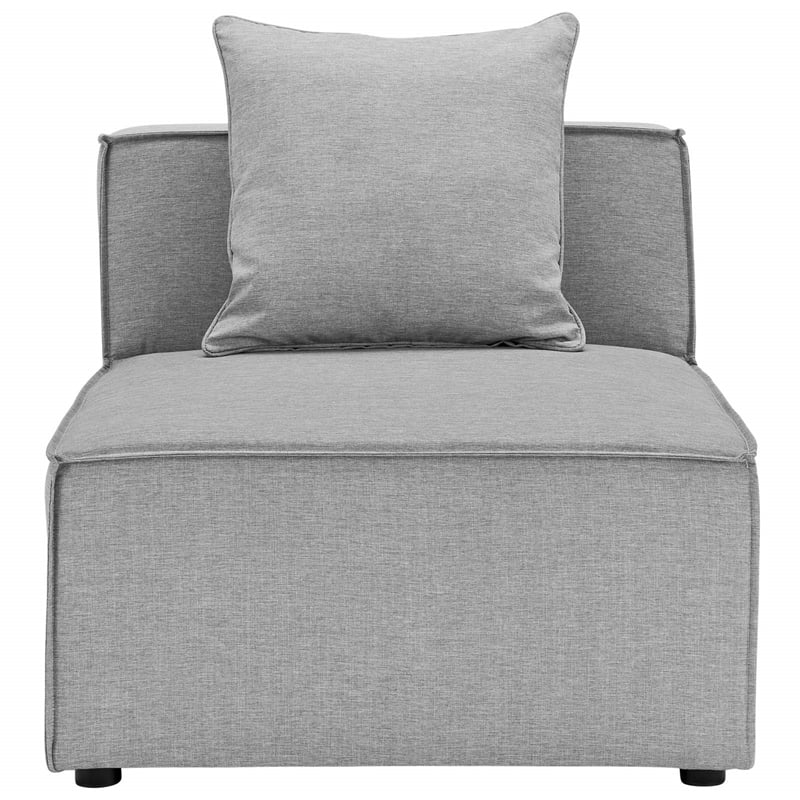 Modway Saybrook Fabric Upholstered Outdoor Patio Sofa Armless Chair in Gray
