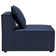 Modway Saybrook Fabric Upholstered Outdoor Patio Sofa Armless Chair in Navy Blue