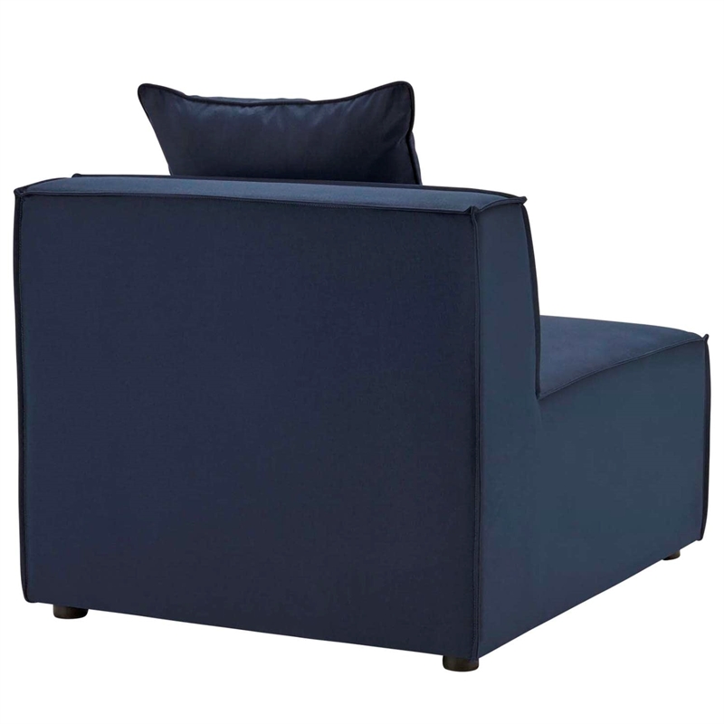 Modway Saybrook Fabric Upholstered Outdoor Patio Sofa Armless Chair in Navy Blue