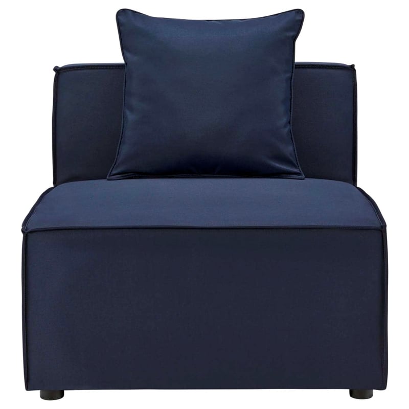 Modway Saybrook Fabric Upholstered Outdoor Patio Sofa Armless Chair in Navy Blue